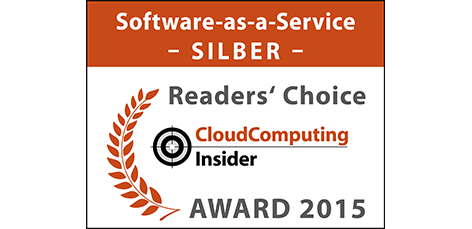 Winner – 2015 CloudComputing-Insider Readers’ Choice in the category “SaaS”